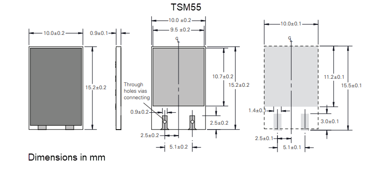 Mechanical Drawing - Ohmite TSM45 & TSM55 Thick Film Resistors
