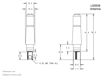 Mechanical Drawing - TE Connectivity / Linx Technologies 5G Helical Antennas