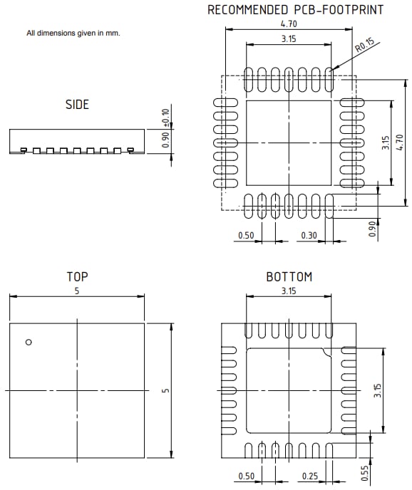 Mechanical Drawing - iC-Haus iC-DL 3-Channel Differential Line Driver