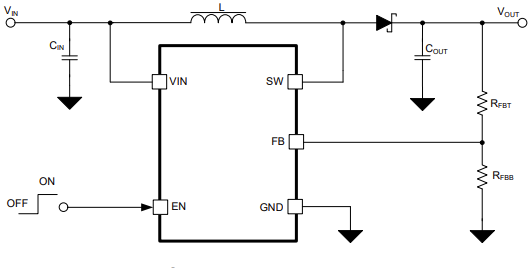 Application Circuit Diagram - Texas Instruments TLV61047 Non-Synchronous Boost Converter