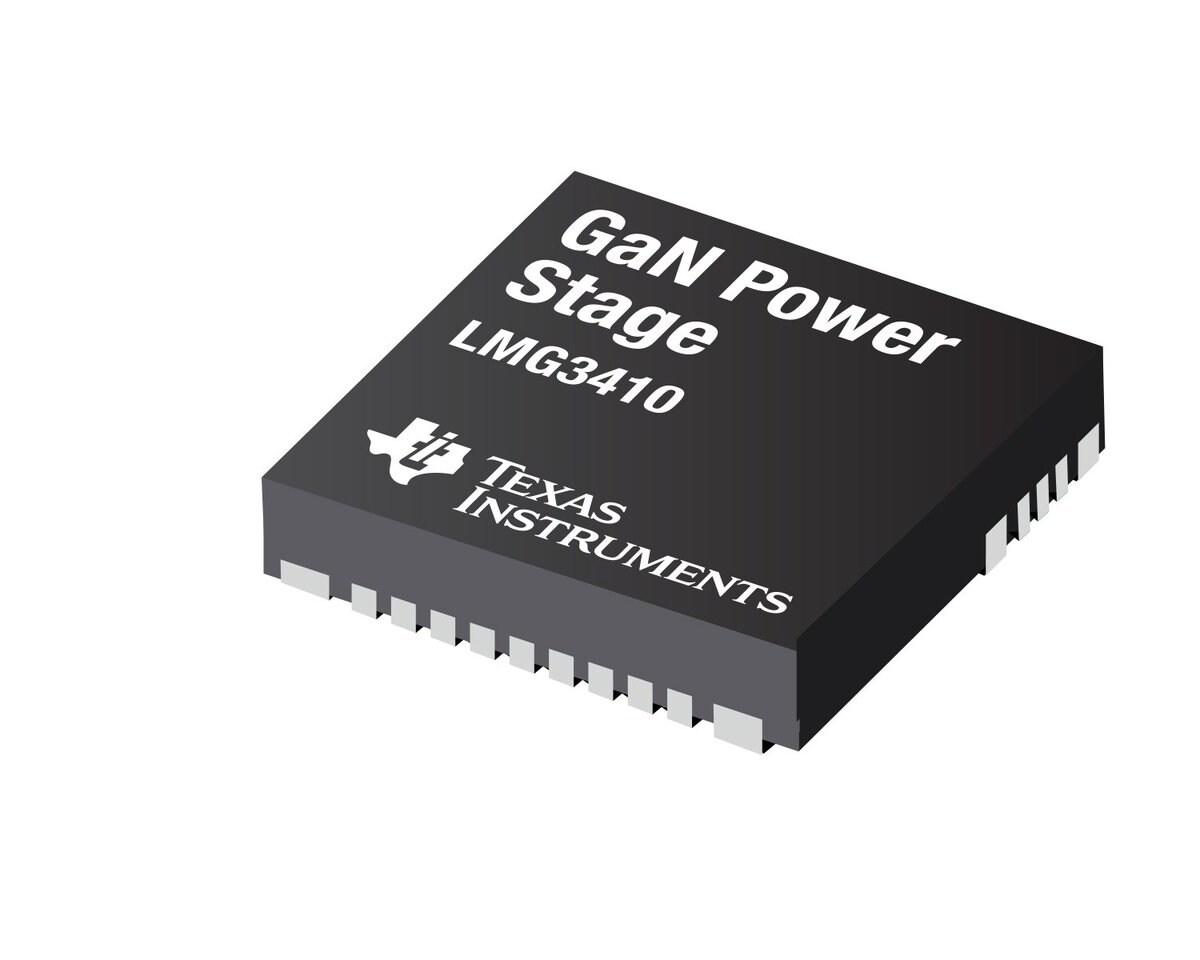 Texas Instruments’ LMG3410R70 GaN power stage integrates a GaN HEMT and driver in a compact package. (Source: Texas Instruments)