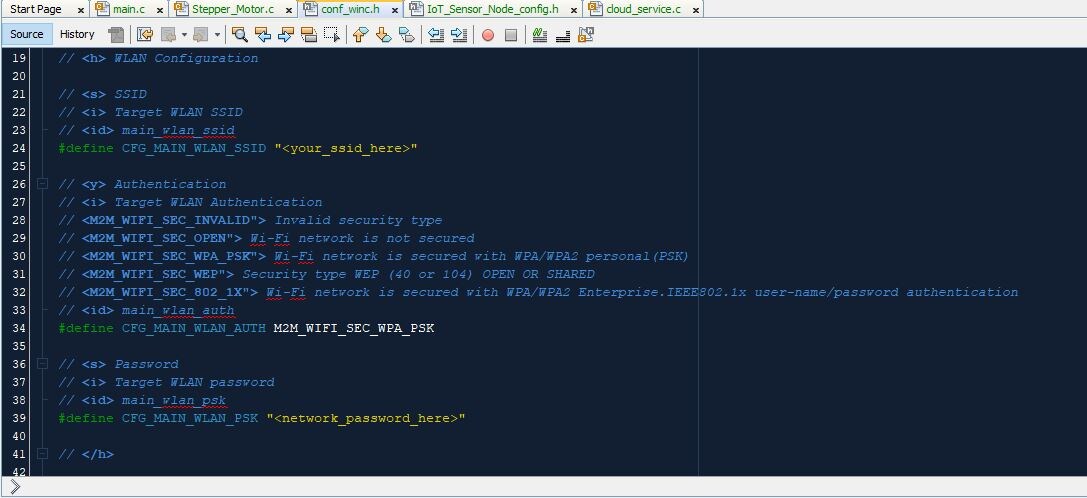 WiFi setup in conf_winc.h